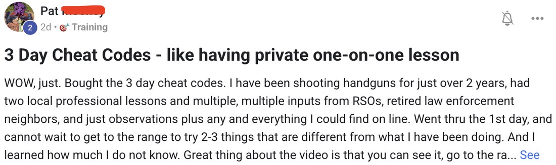 Member post: 3 Day Cheat Codes — like having a private one-on-one lesson